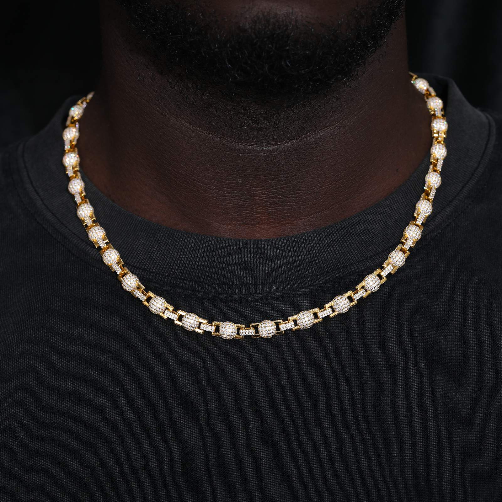 18.5mm S925 Moissanite Sun Moon Elf Ball Link Chain