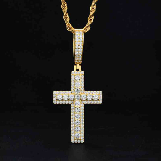 S925 Moissanite 2 Layer Cross Pendant