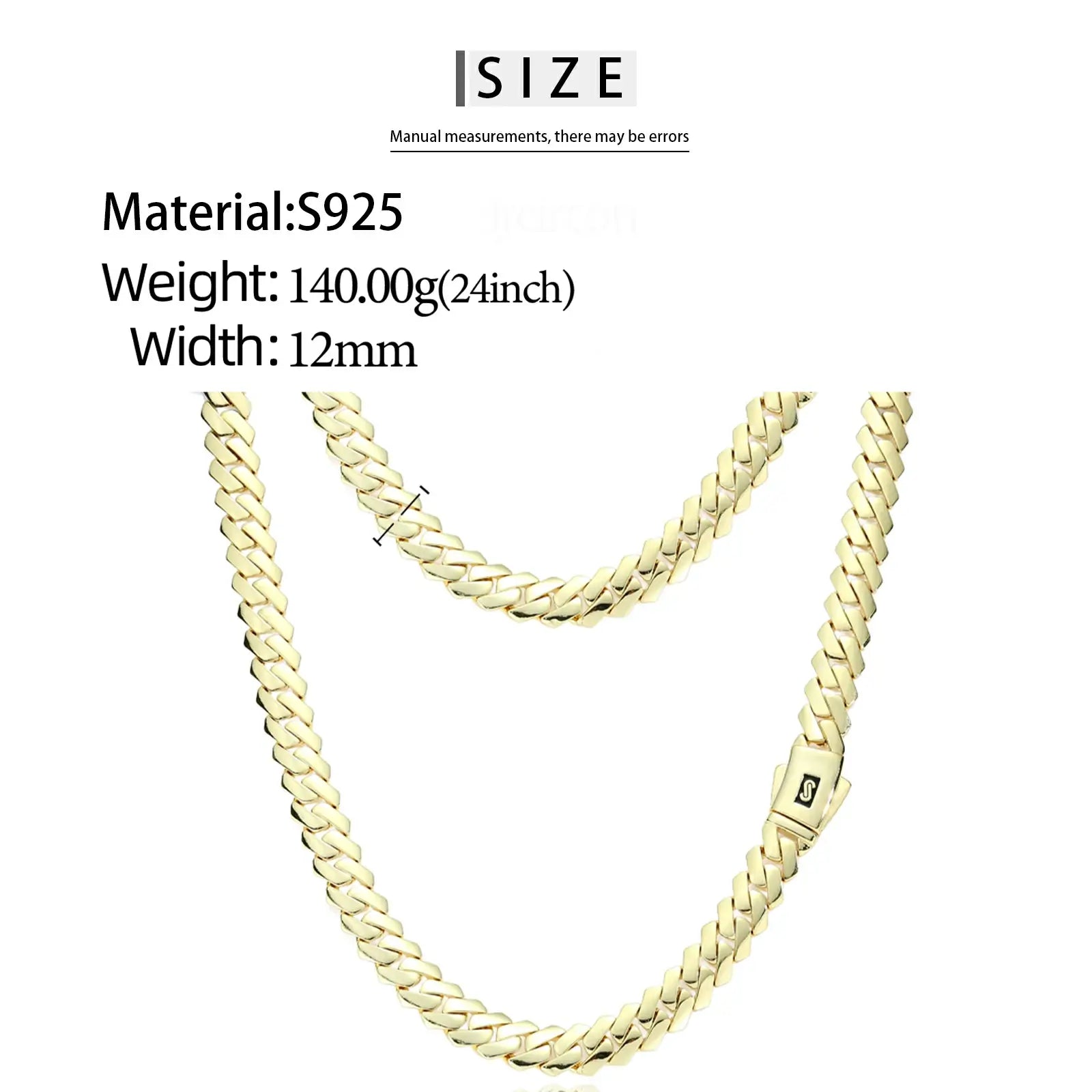 12mm Gold Monaco Cuban Link Chain - EDGE Plain Lock