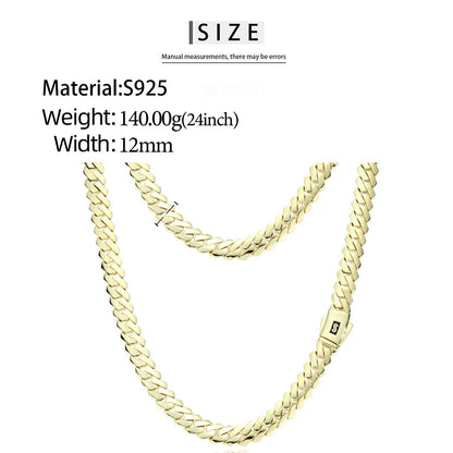12mm Gold Monaco Cuban Link Chain - EDGE Plain Lock