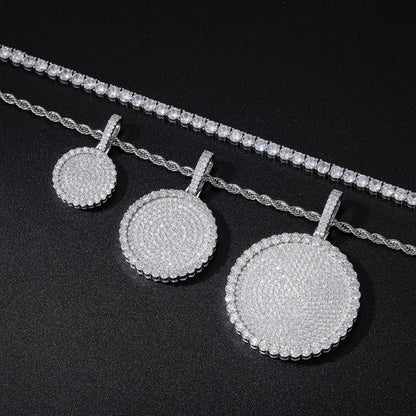 S925 Moissanite Round Dog Tag Pendant