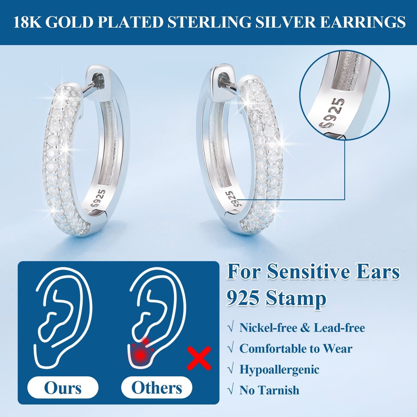 S925 Micro Moissanite Huggie Earrings