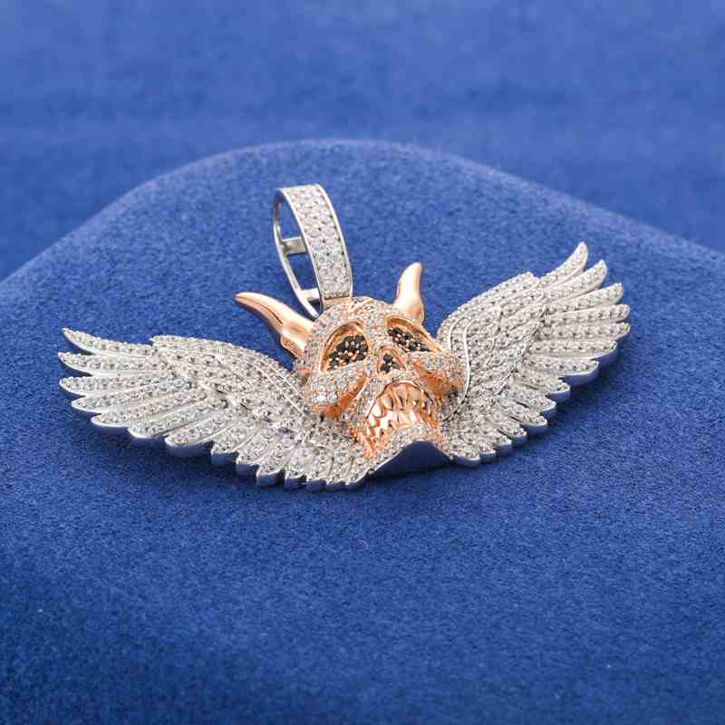 S925 Moissanite King of Skeleton Pendant With Wing