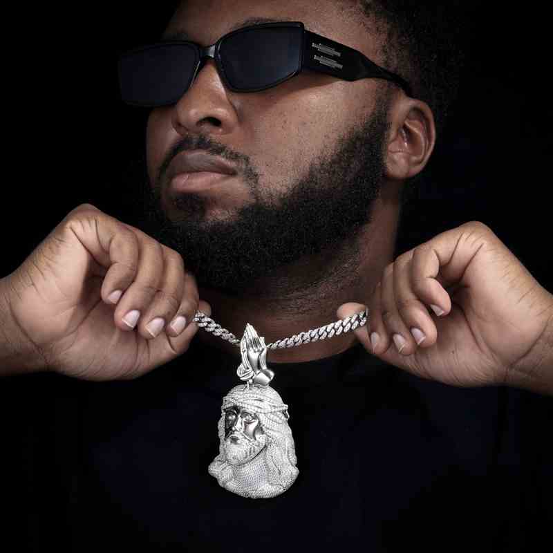 S925 Moissanite Jesus Piece Pendant With Pray Hand Bail