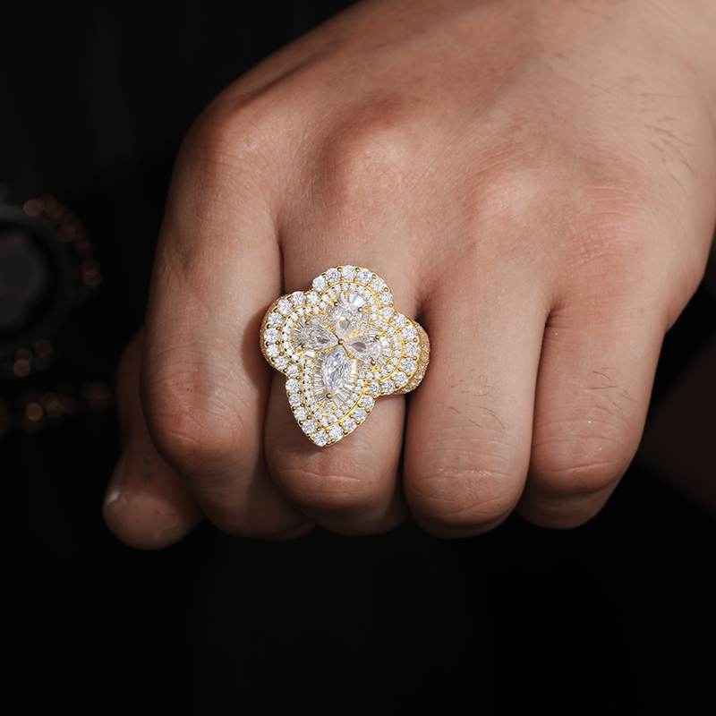 S925 Moissanite Cone Cross Ring