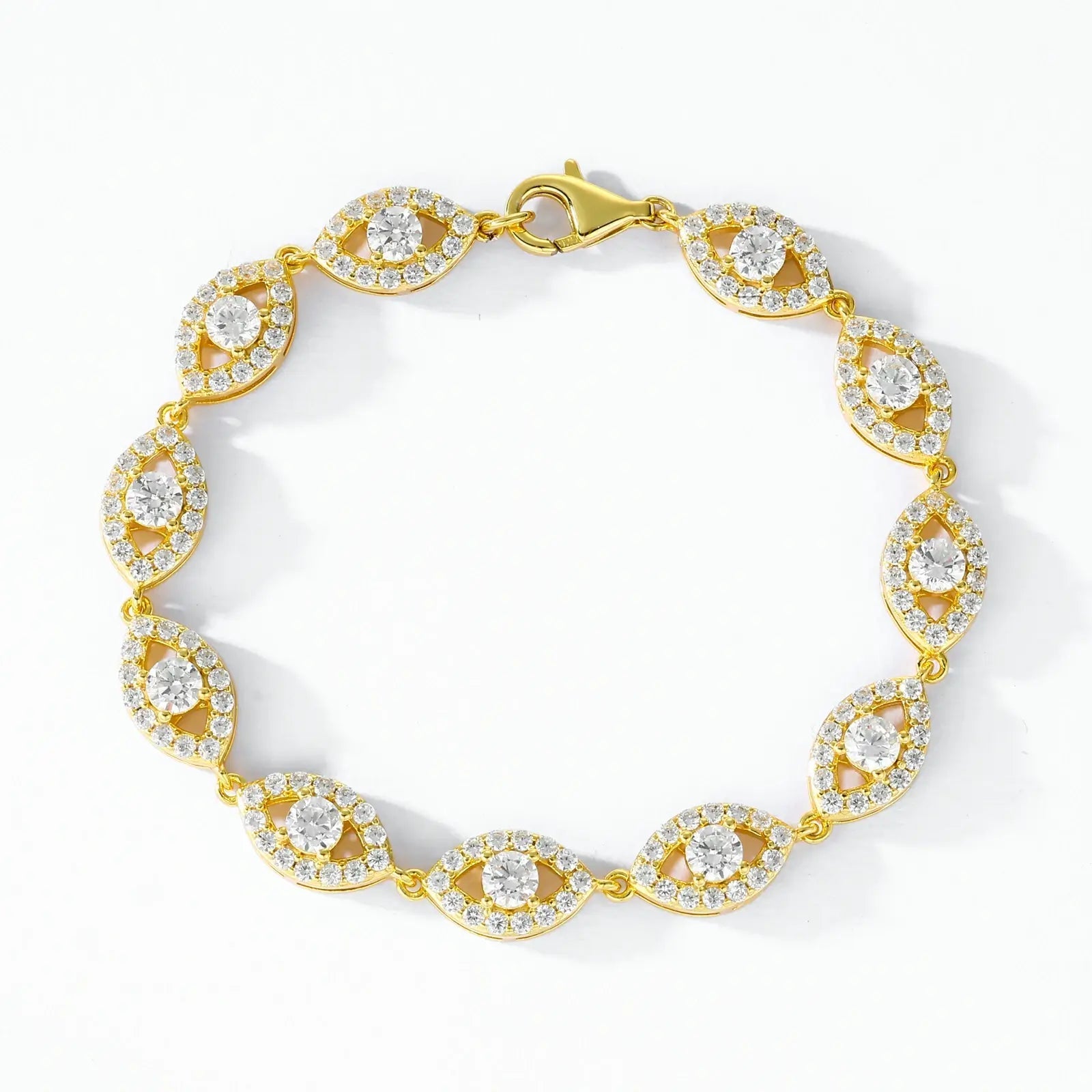 14mm S925 Moissanite Evil Eye Link Bracelet