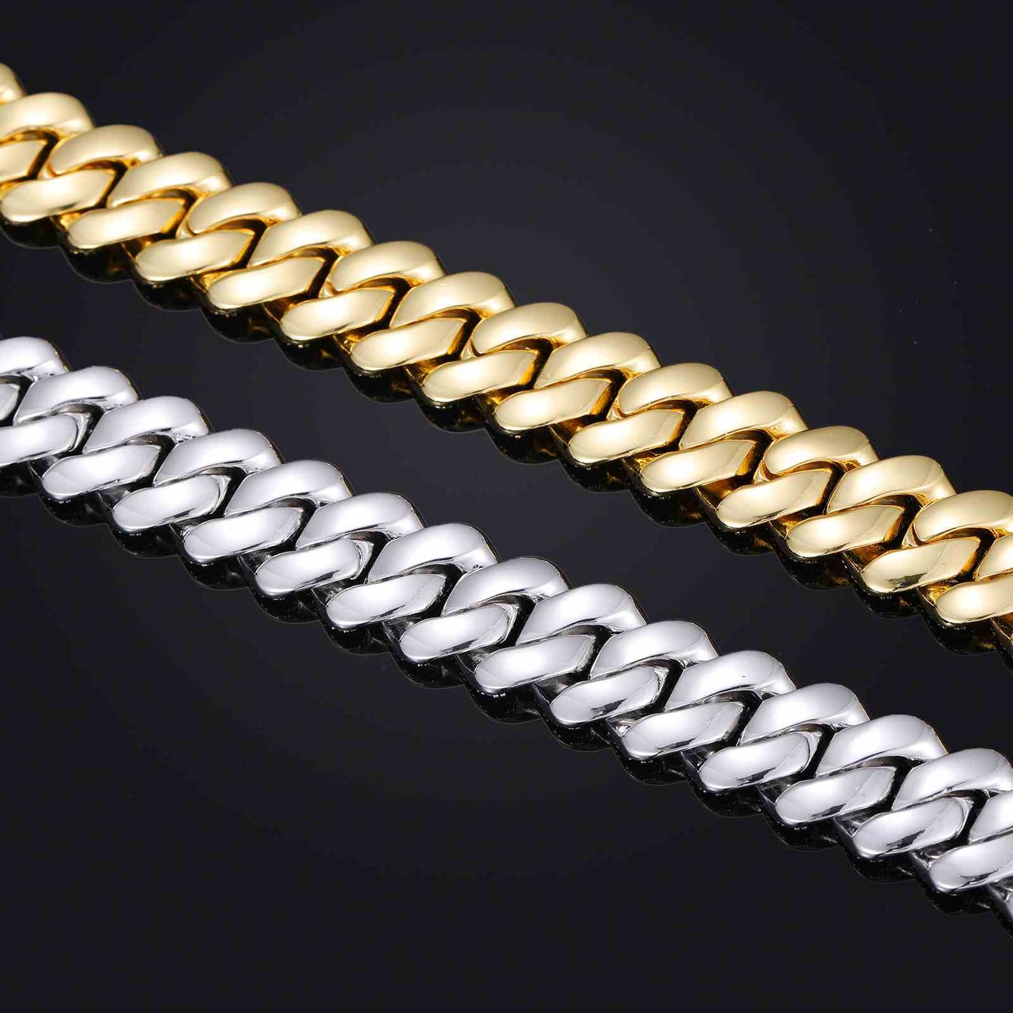 14mm 2 Rows CZ Prong Cuban Link Chain