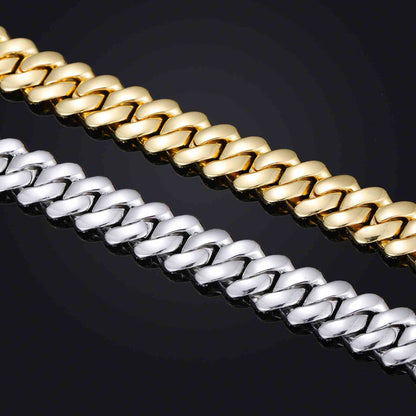 14mm 2 Rows CZ Prong Cuban Link Chain
