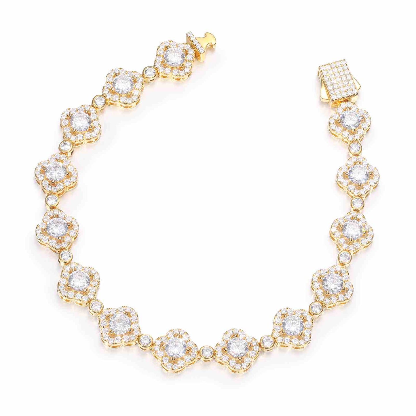 20mm S925 Moissanite Four Leaf Clover Infinity Link Bracelet