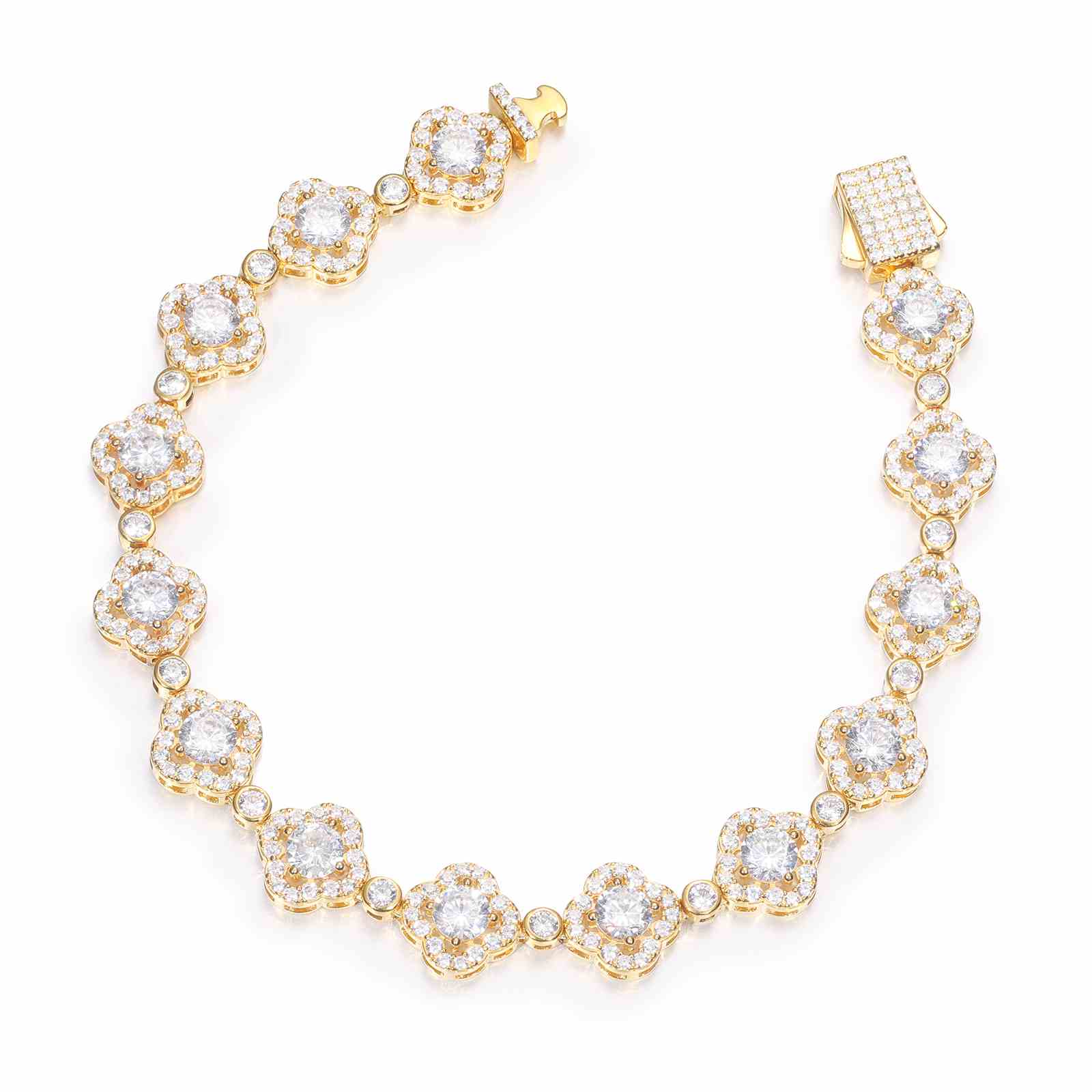 20mm S925 Moissanite Four Leaf Clover Infinity Link Bracelet