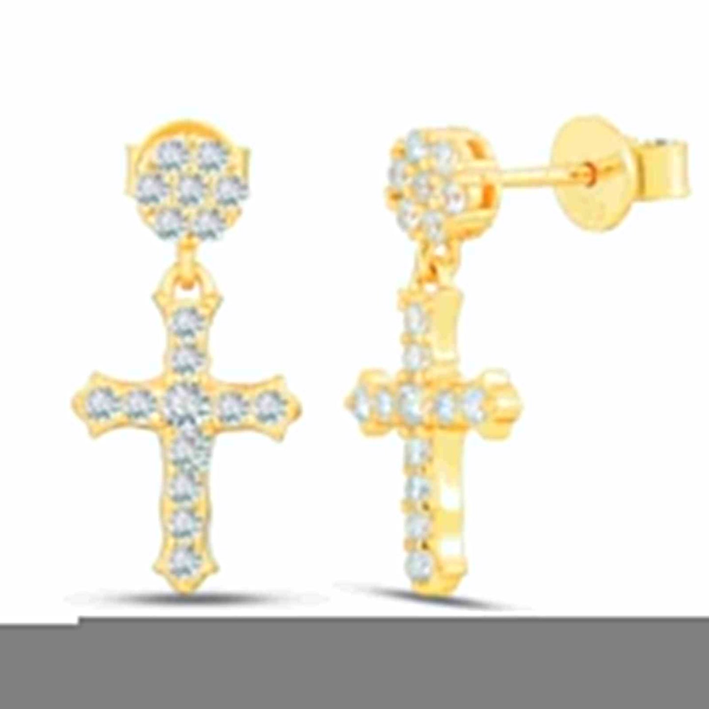 S925 Moissanite Cross Drop Earrings With Flower Stud