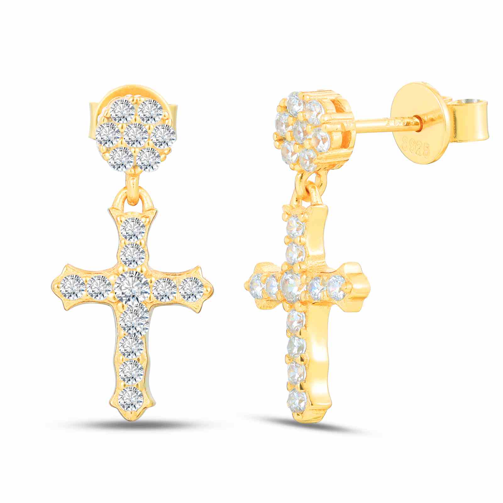 S925 Moissanite Cross Drop Earrings
