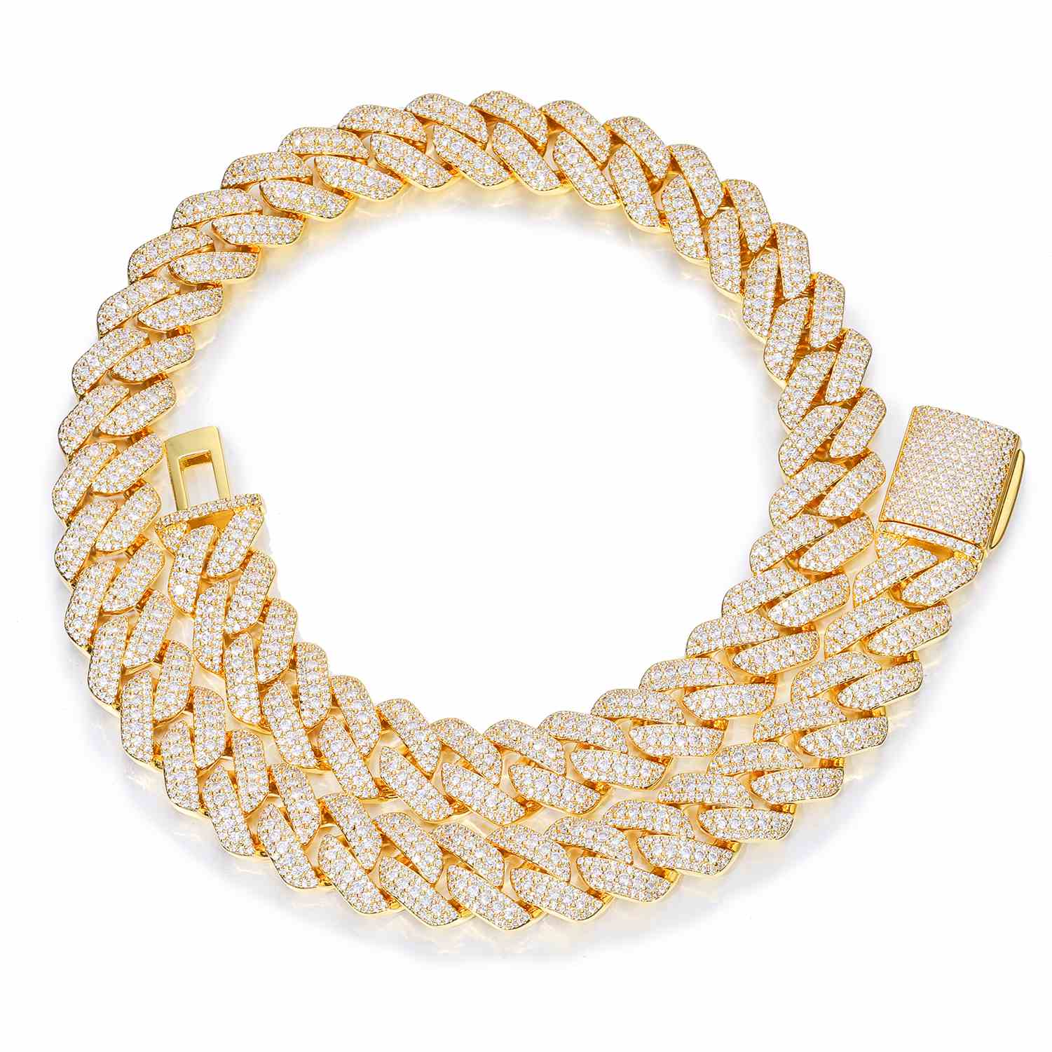 15mm S925 Micro 3 Rows Moissanite Cuban Link Chain