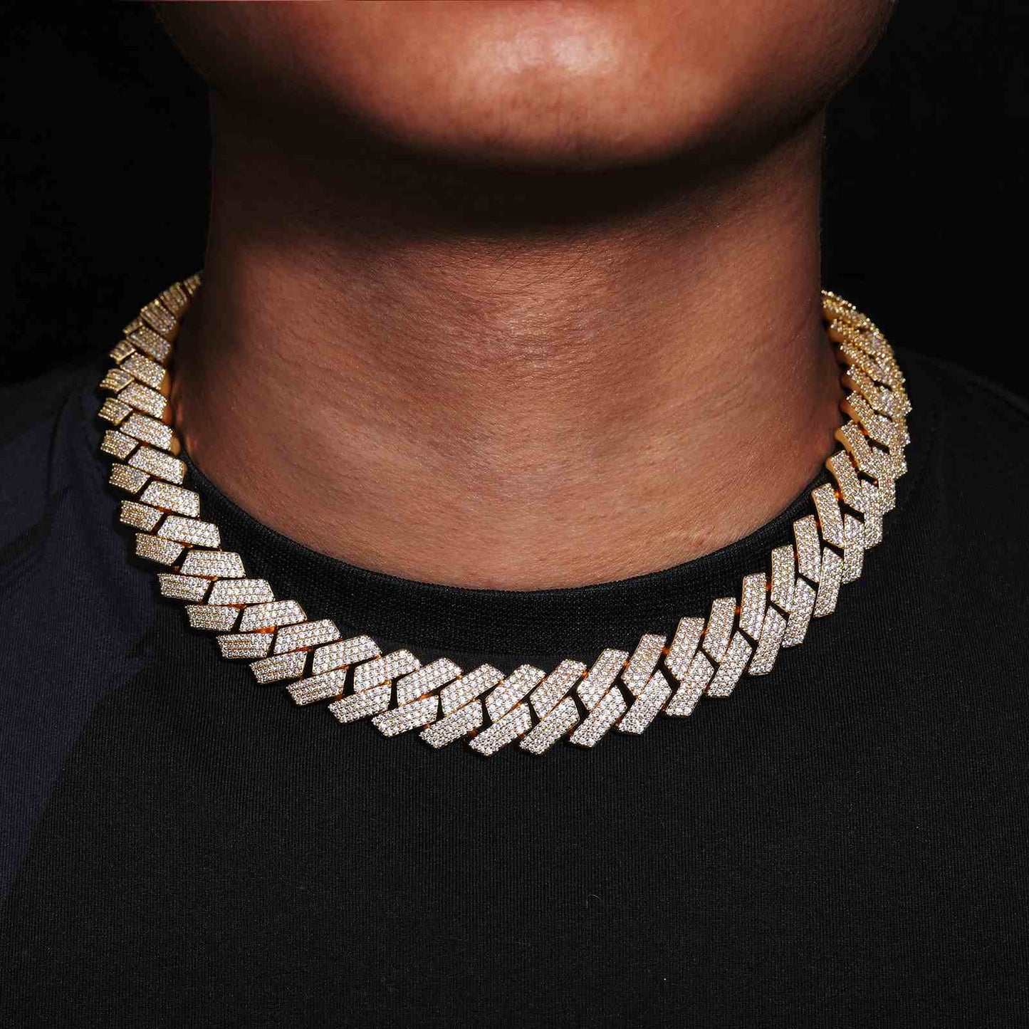 18mm Prong 3 Rows CZ Cuban Link Chain