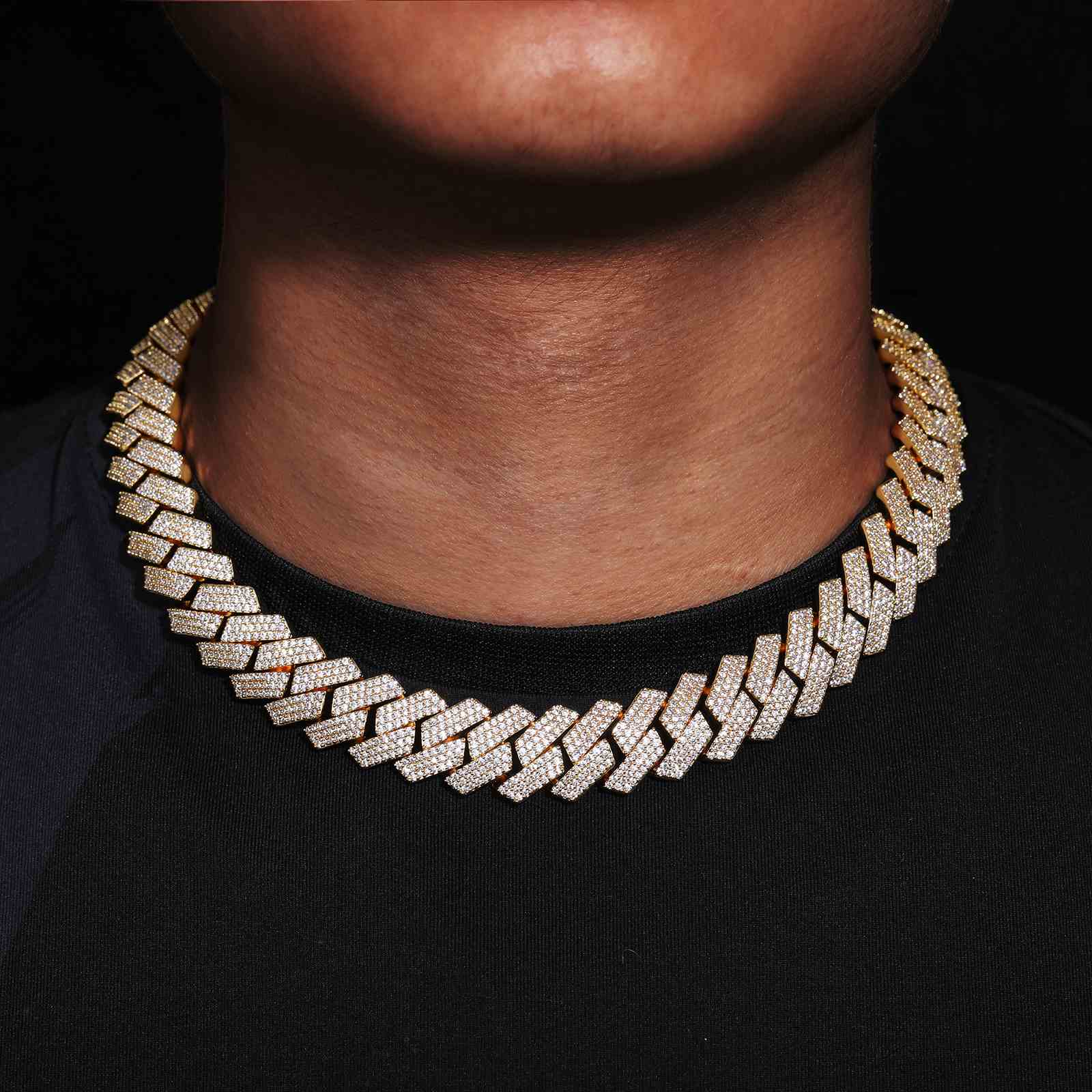18mm Prong 3 Rows CZ Cuban Link Chain