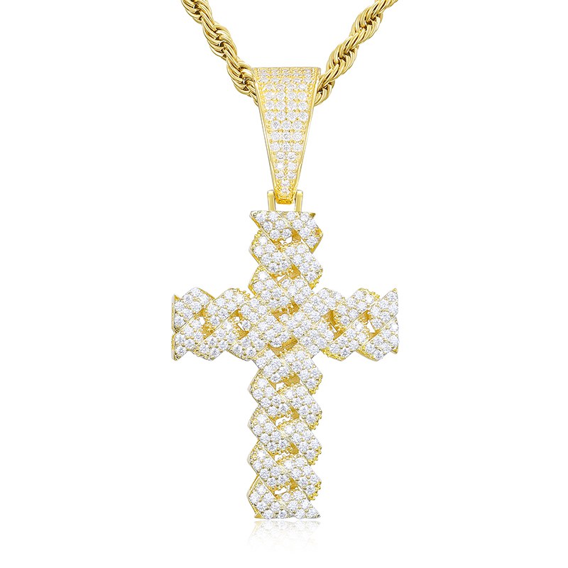 S925 Moissanite Cuban Cross Pendant