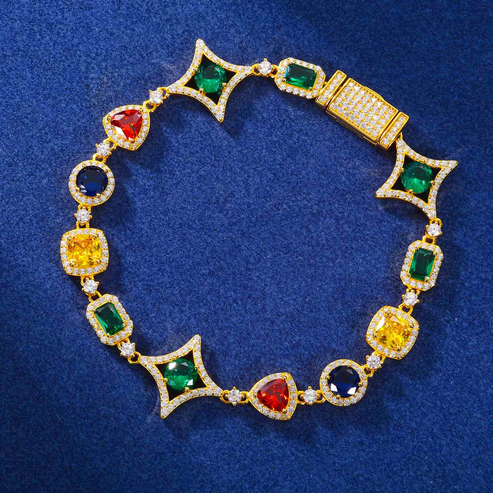 18mm S925 Moissanite Colored Star Halo Tennis Bracelet
