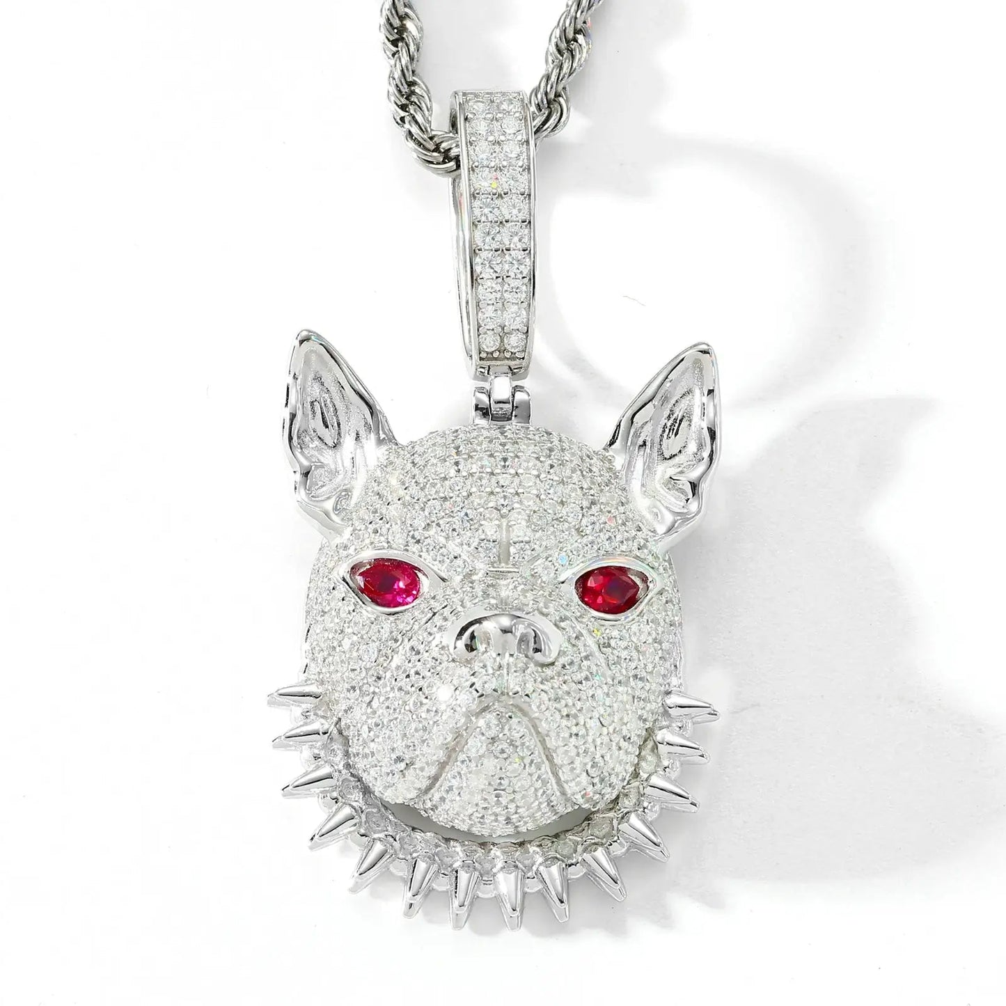S925 Moissanite Pitbull Spike Collar Pendant