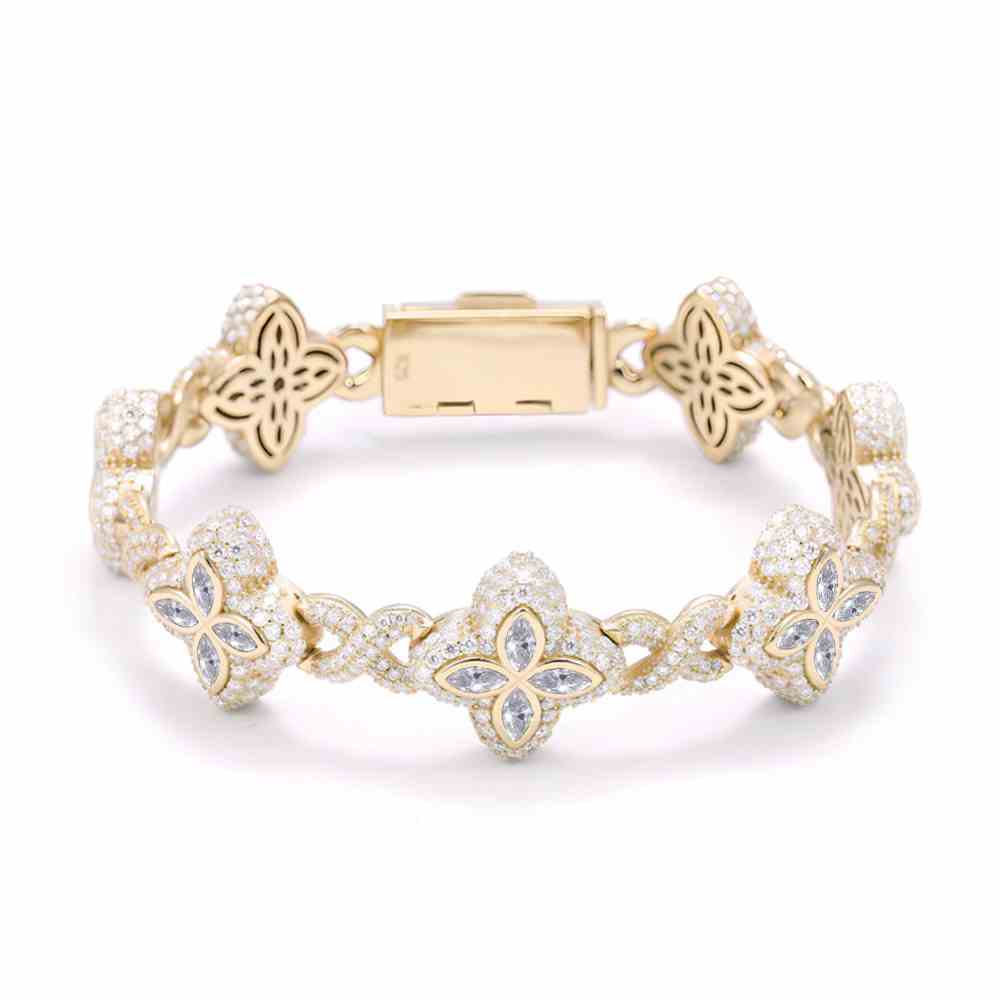 20mm S925 Moissanite Four Leaf Clover Infinity Link Bracelet