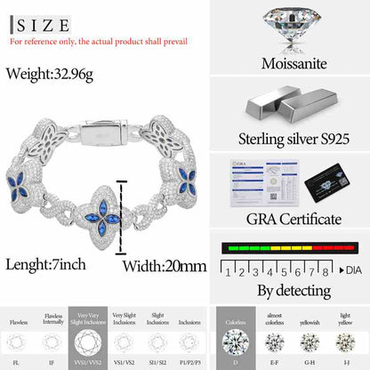 20mm S925 Moissanite Four Leaf Clover Infinity Link Bracelet