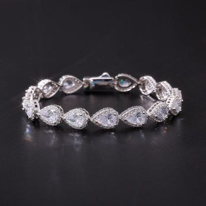 8mm S925 Pear Cut Moissanite Peach Tennis Bracelet