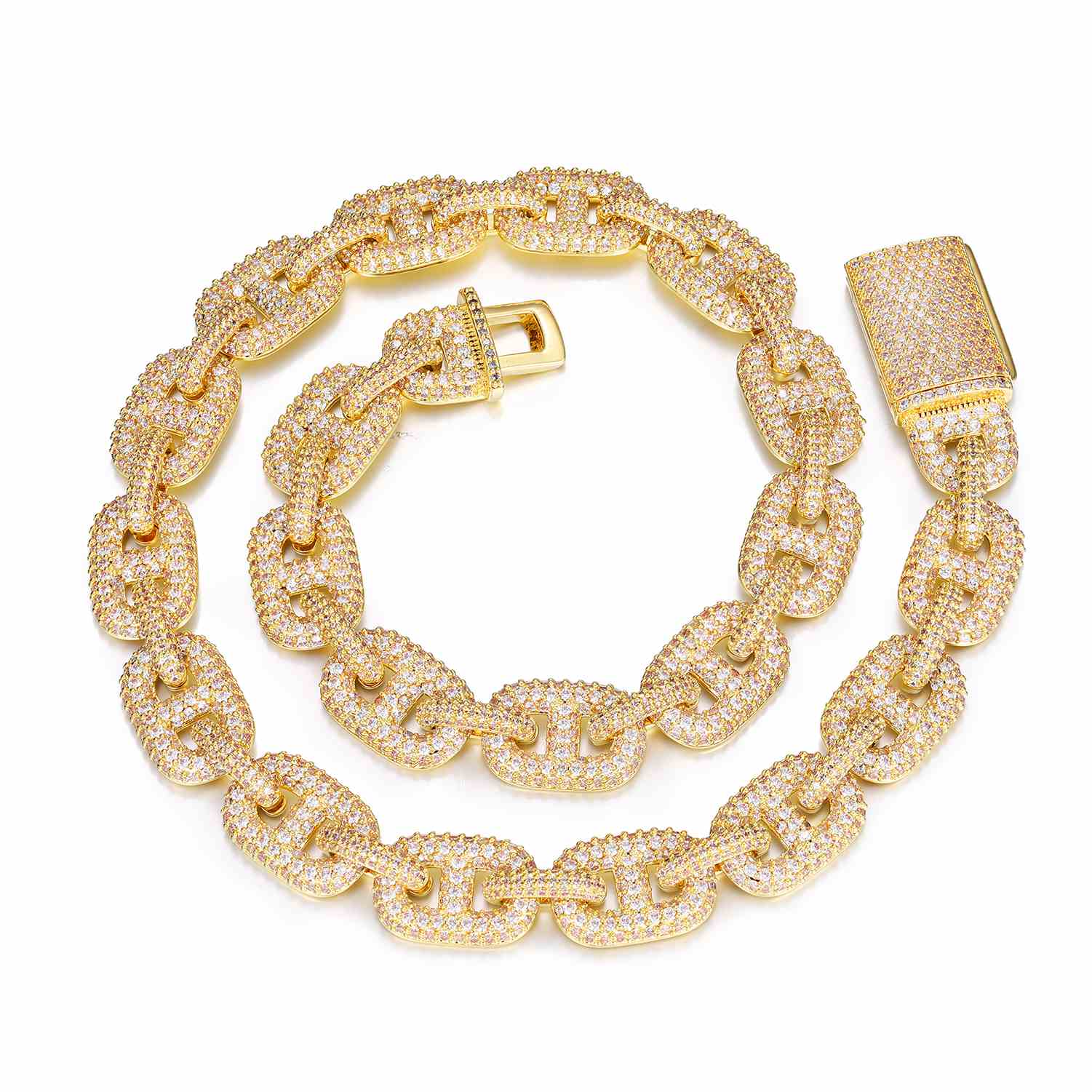 14mm Micro Pave CZ Diamond Valentina Link Chain