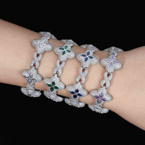 20mm S925 Moissanite Four Leaf Clover Infinity Link Bracelet