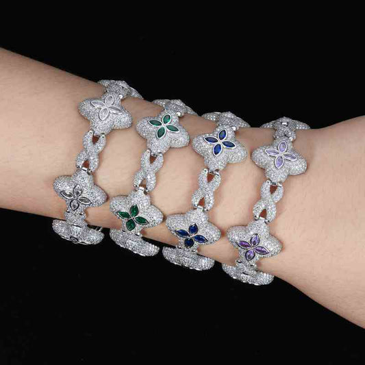 20mm S925 Moissanite Four Leaf Clover Infinity Link Bracelet