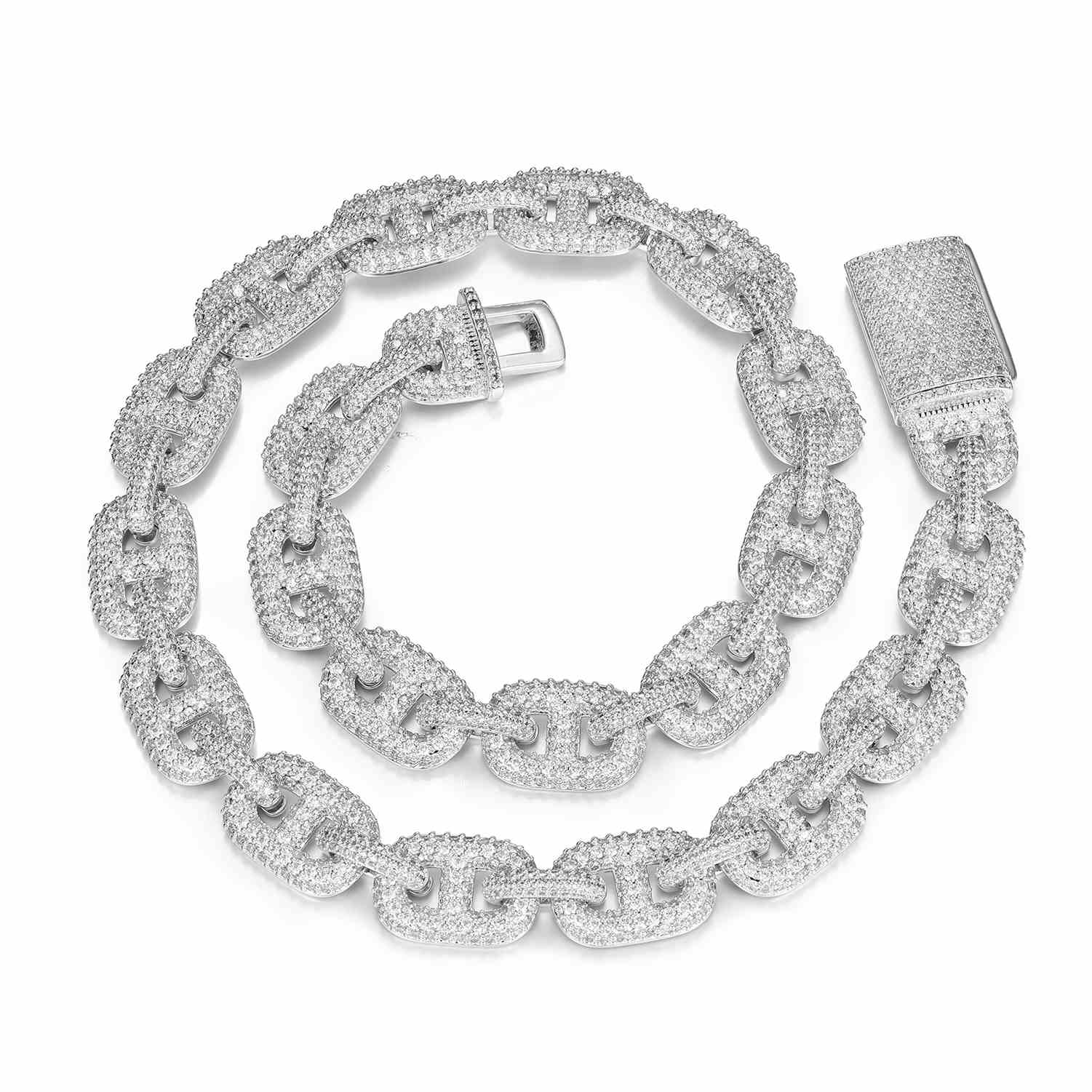 18.5mm S925 Moissanite Sun Moon Elf Ball Link Chain
