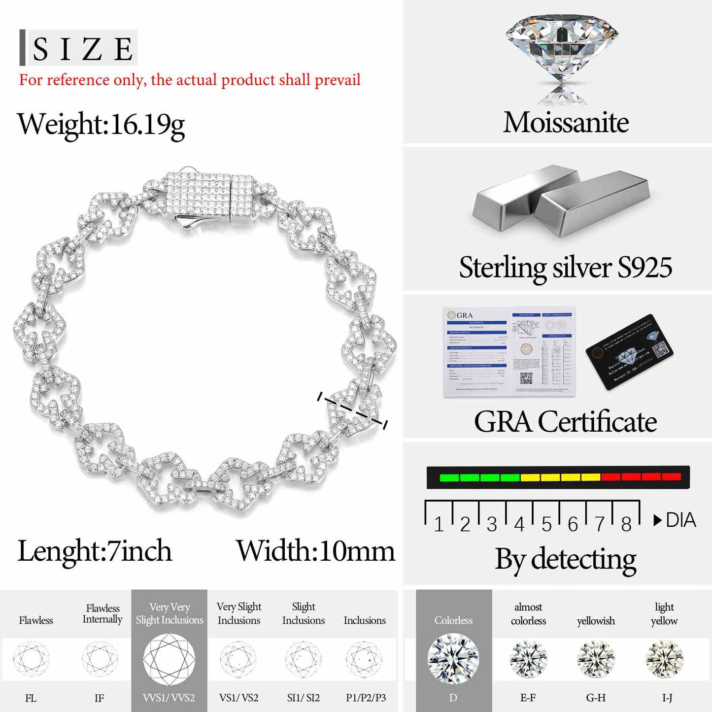 S925 Moissanite Slice Iris Cross Bracelet