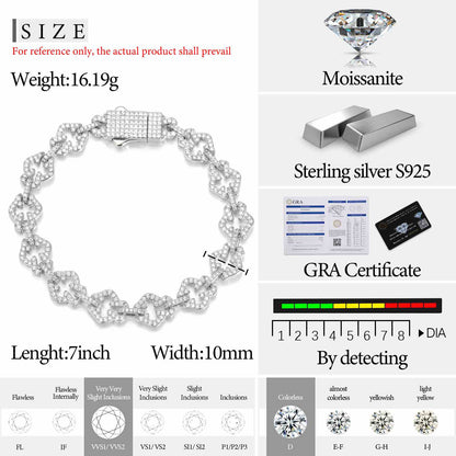 S925 Moissanite Slice Iris Cross Bracelet