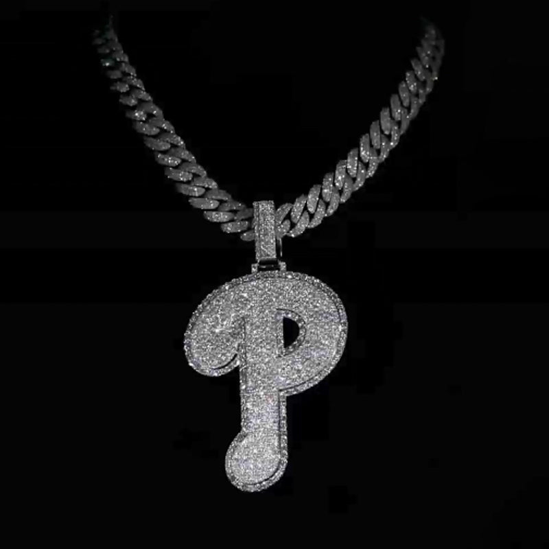 S925 Moissanite Sparkle Letter "P" Pendant