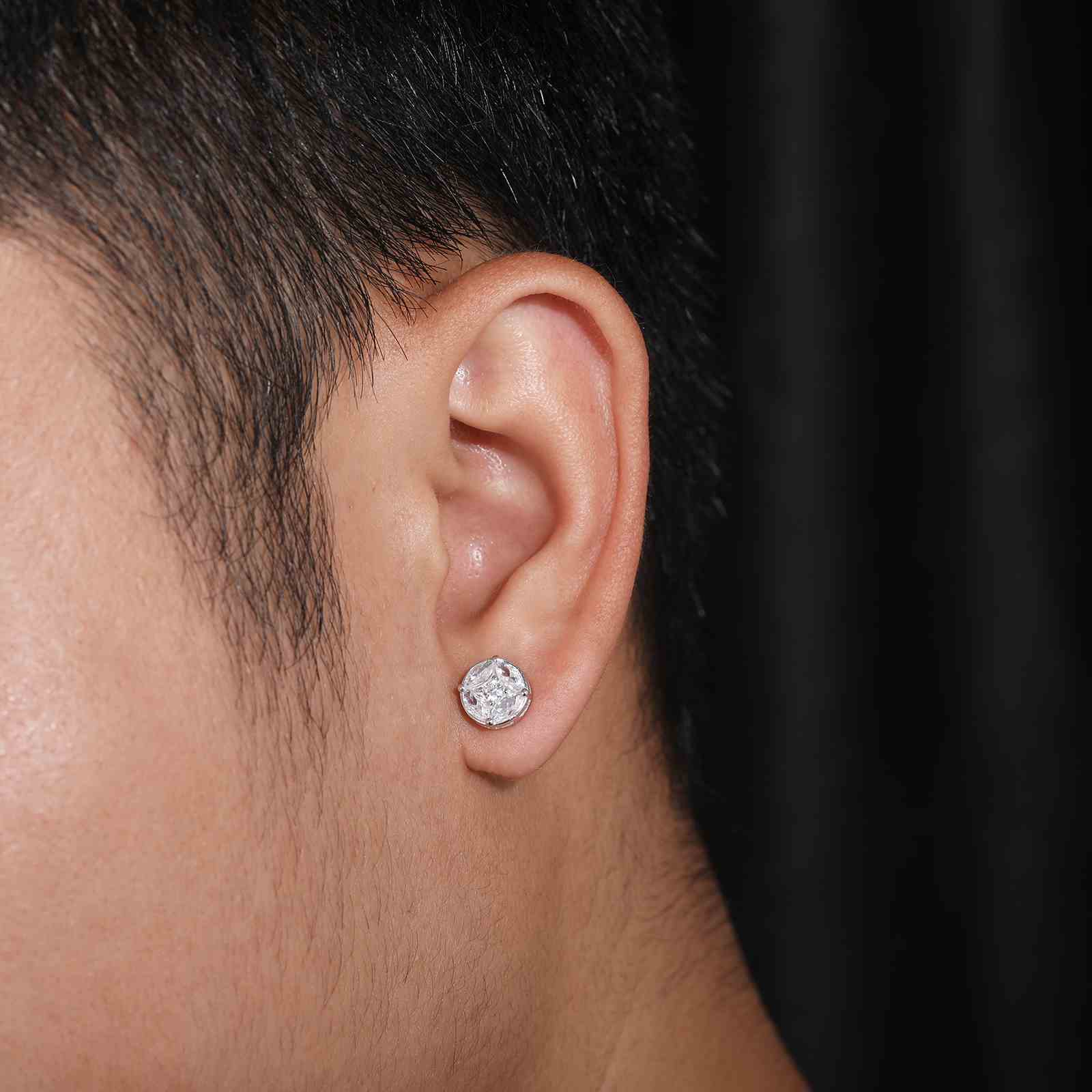 S925 Marquise Cut Moissanite Round Stud Earrings