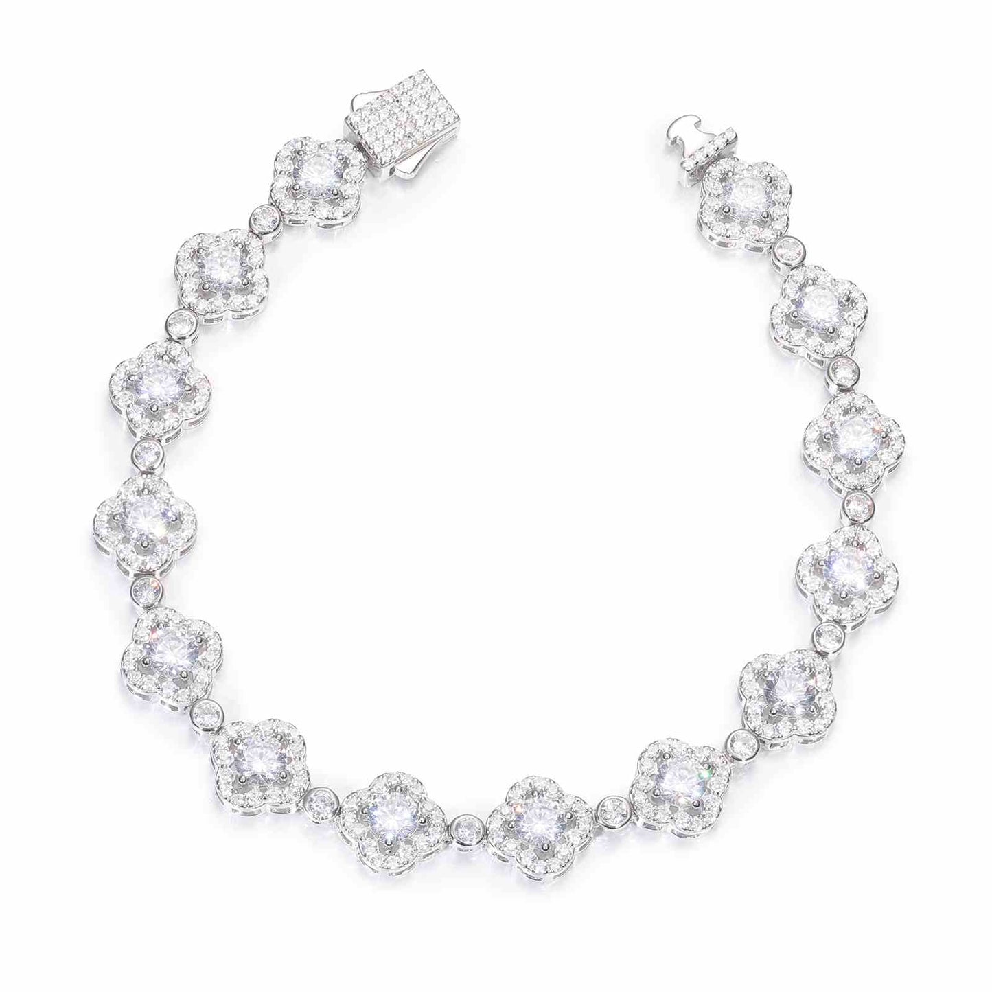 20mm S925 Moissanite Four Leaf Clover Infinity Link Bracelet