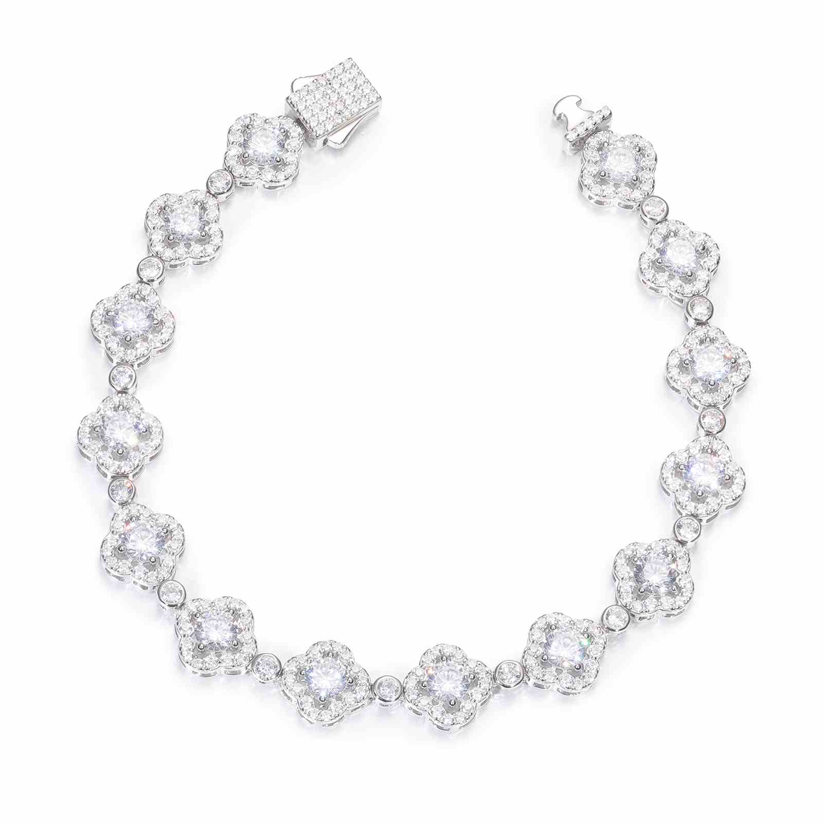20mm S925 Moissanite Four Leaf Clover Infinity Link Bracelet