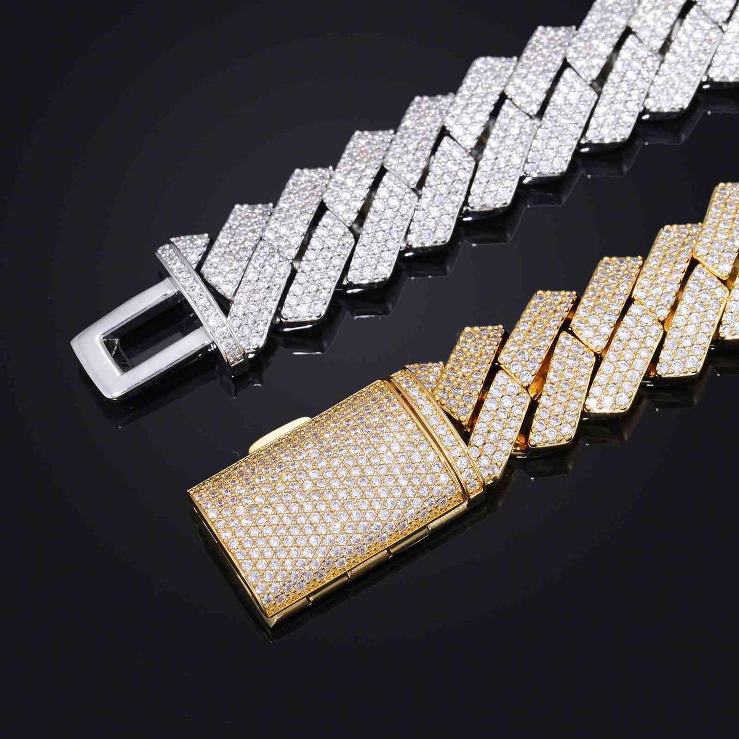 18mm Prong 3 Rows CZ Cuban Link Chain