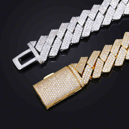 18mm Prong 3 Rows CZ Cuban Link Chain