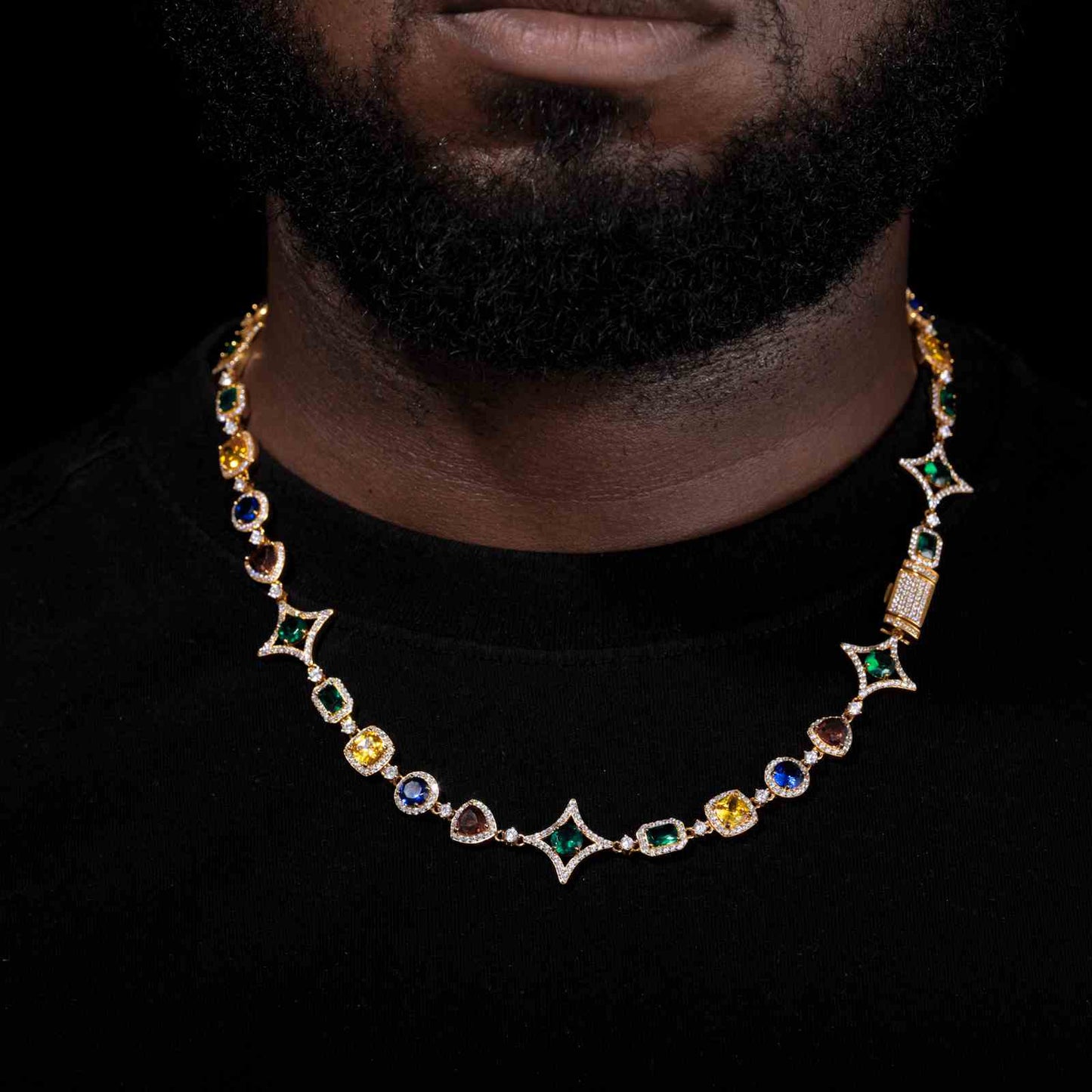 17mm S925 Moissanite Colored Star Halo Tennis Chain