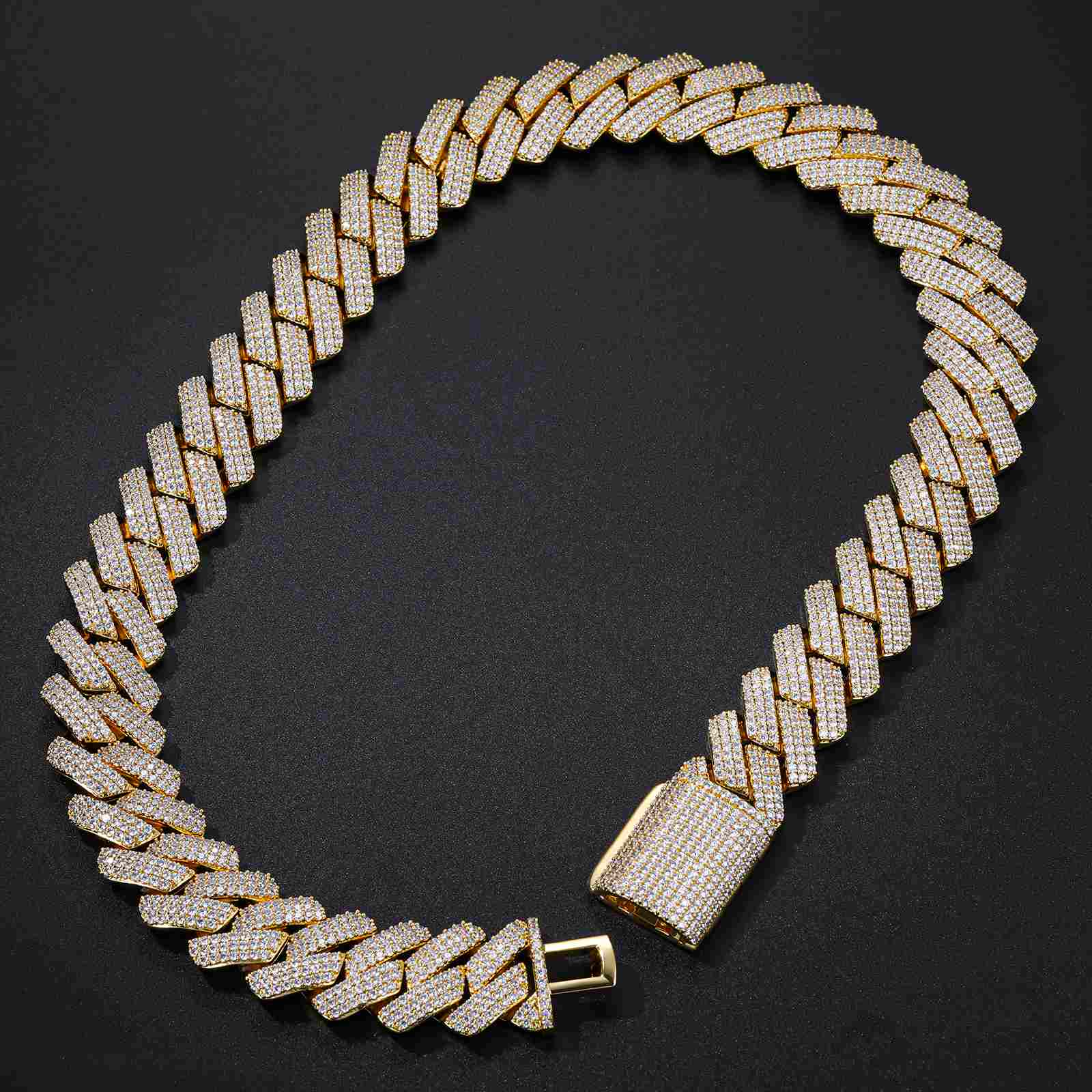 25mm Prong 3 Rows CZ Diamond Cuban Link Chain