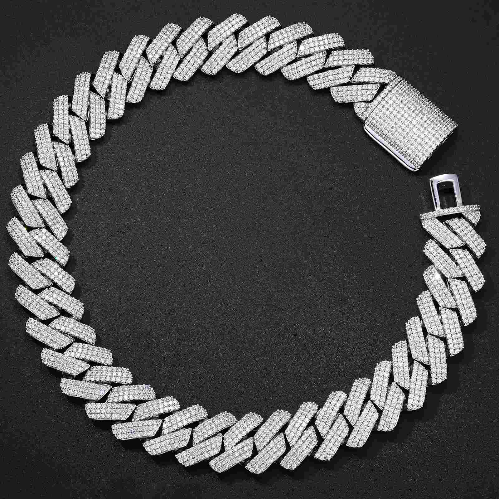 25mm Prong 3 Rows CZ Diamond Cuban Link Chain