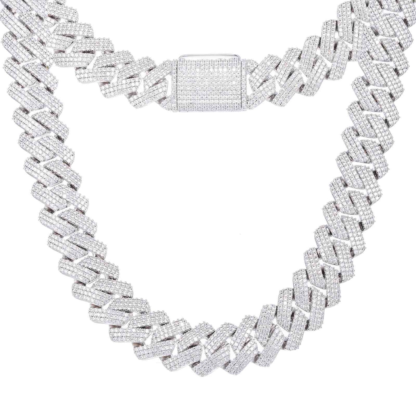 25mm Prong 3 Rows CZ Diamond Cuban Link Chain