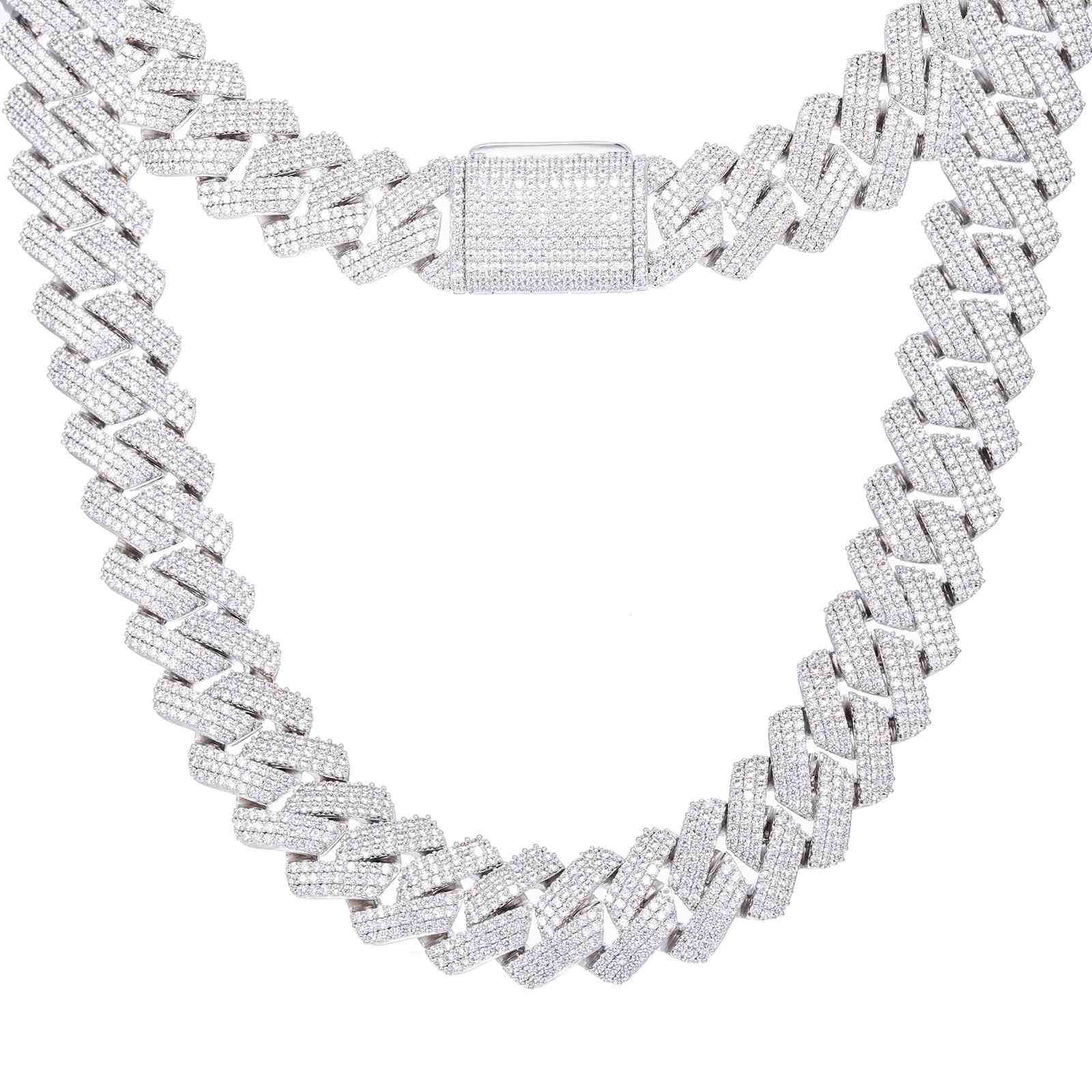 25mm Prong 3 Rows CZ Diamond Cuban Link Chain