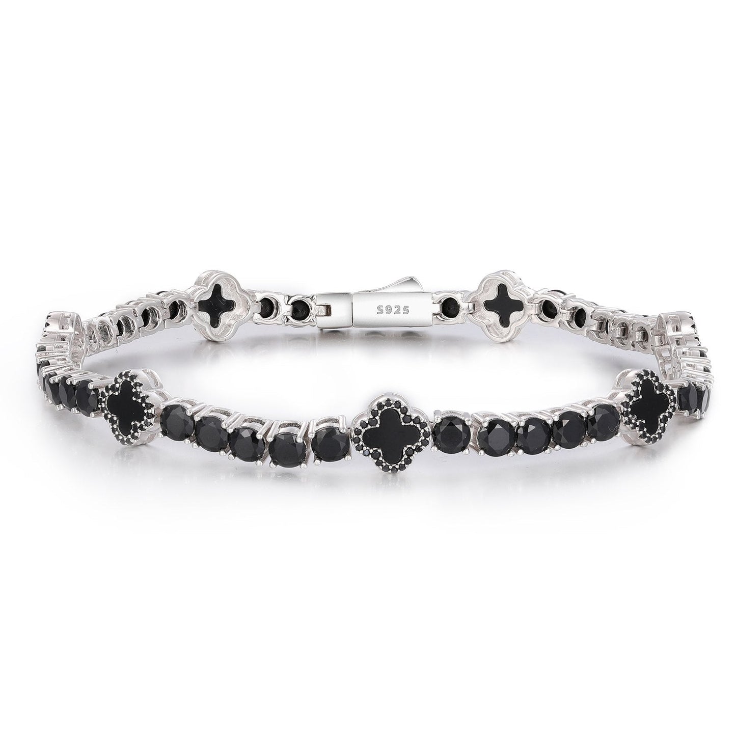 4mm S925 Moissanite Tennis Bracelet With Four Leaf Clover