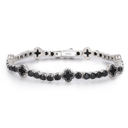4mm S925 Moissanite Tennis Bracelet With Four Leaf Clover