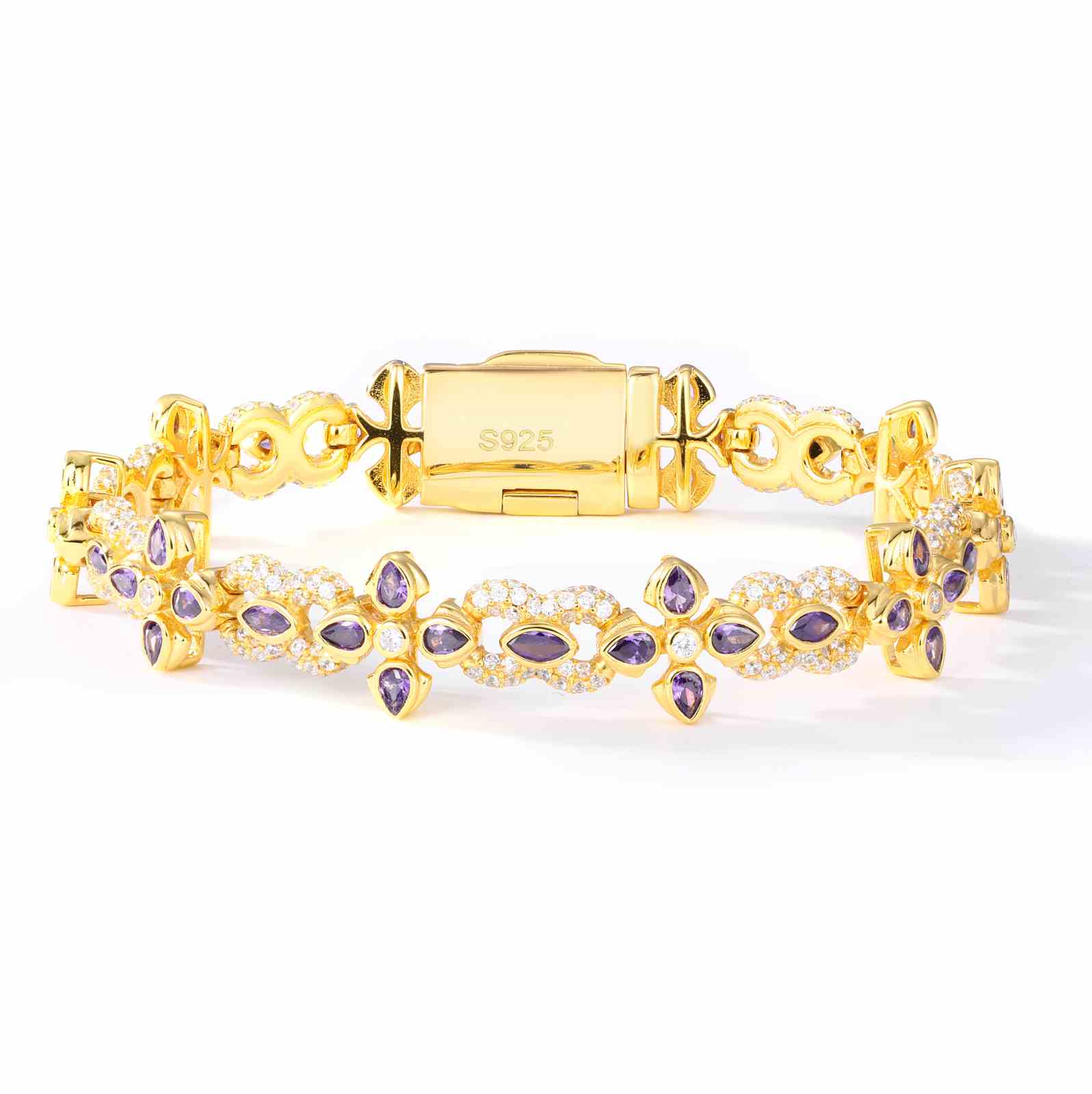 20mm S925 Moissanite Four Leaf Clover Infinity Link Bracelet