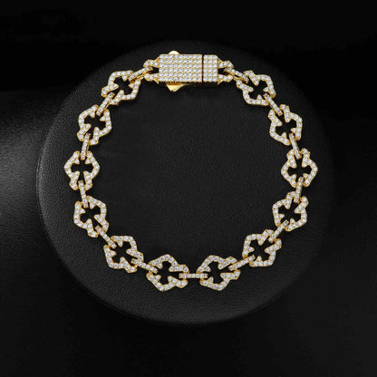 S925 Moissanite Slice Iris Cross Bracelet