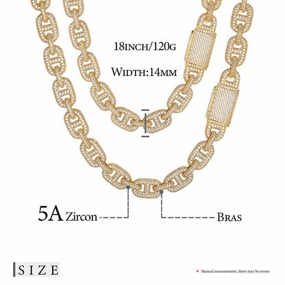 14mm Micro Pave CZ Diamond Valentina Link Chain