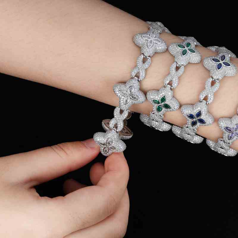 20mm S925 Moissanite Four Leaf Clover Infinity Link Bracelet