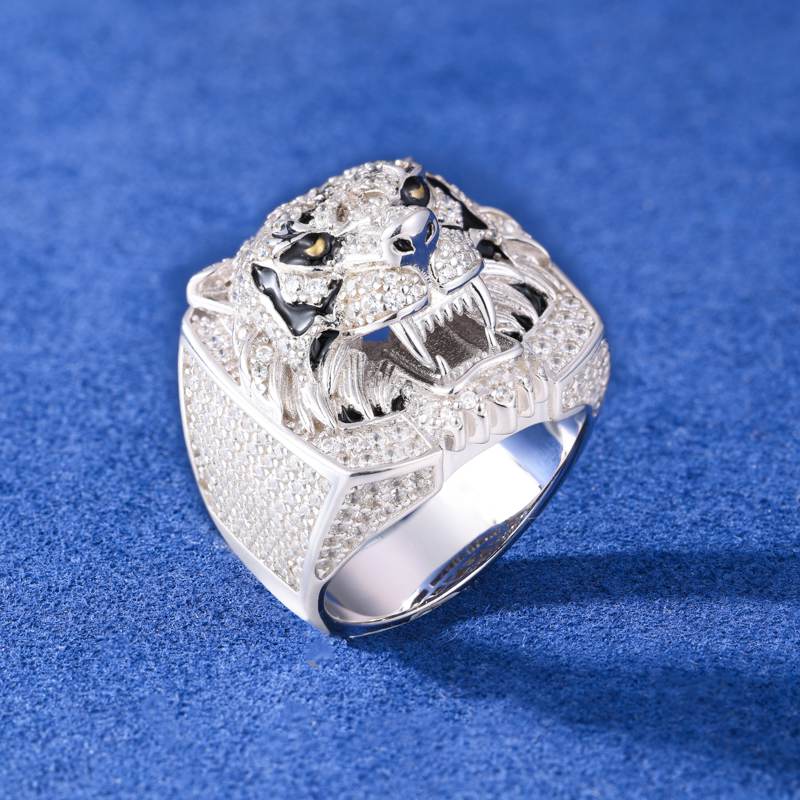 S925 Moissanite Tiger Face Ring