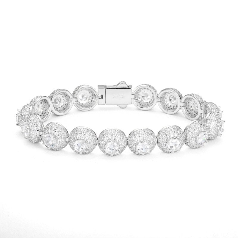 10mm S925 Moissanite Cluster Hemisphere Tennis Bracelet
